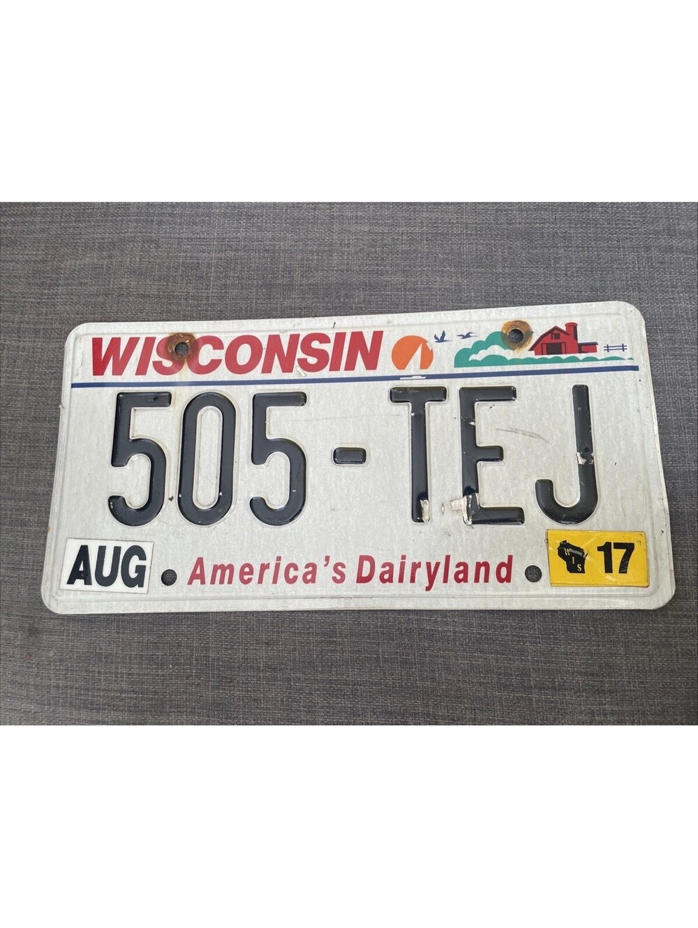 Wisconsin WI License Plate State USA American Expired 505 TEJ Diaryland 2017